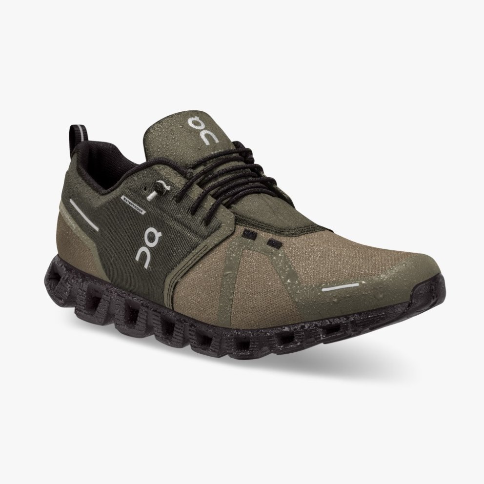 On Cloud 5 Waterproof Men's Sneakers Olive | JTB026-CA