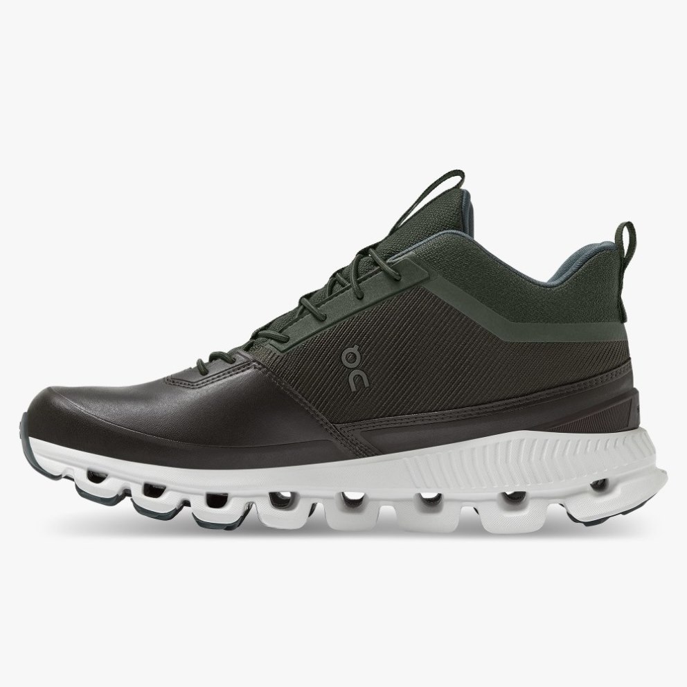 On Cloud Hi Waterproof Women's Sneakers Black / Olive | QEJ187-CA