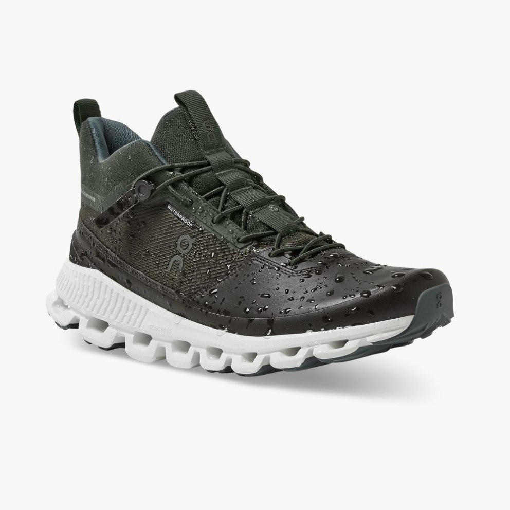 On Cloud Hi Waterproof Women's Sneakers Black / Olive | QEJ187-CA