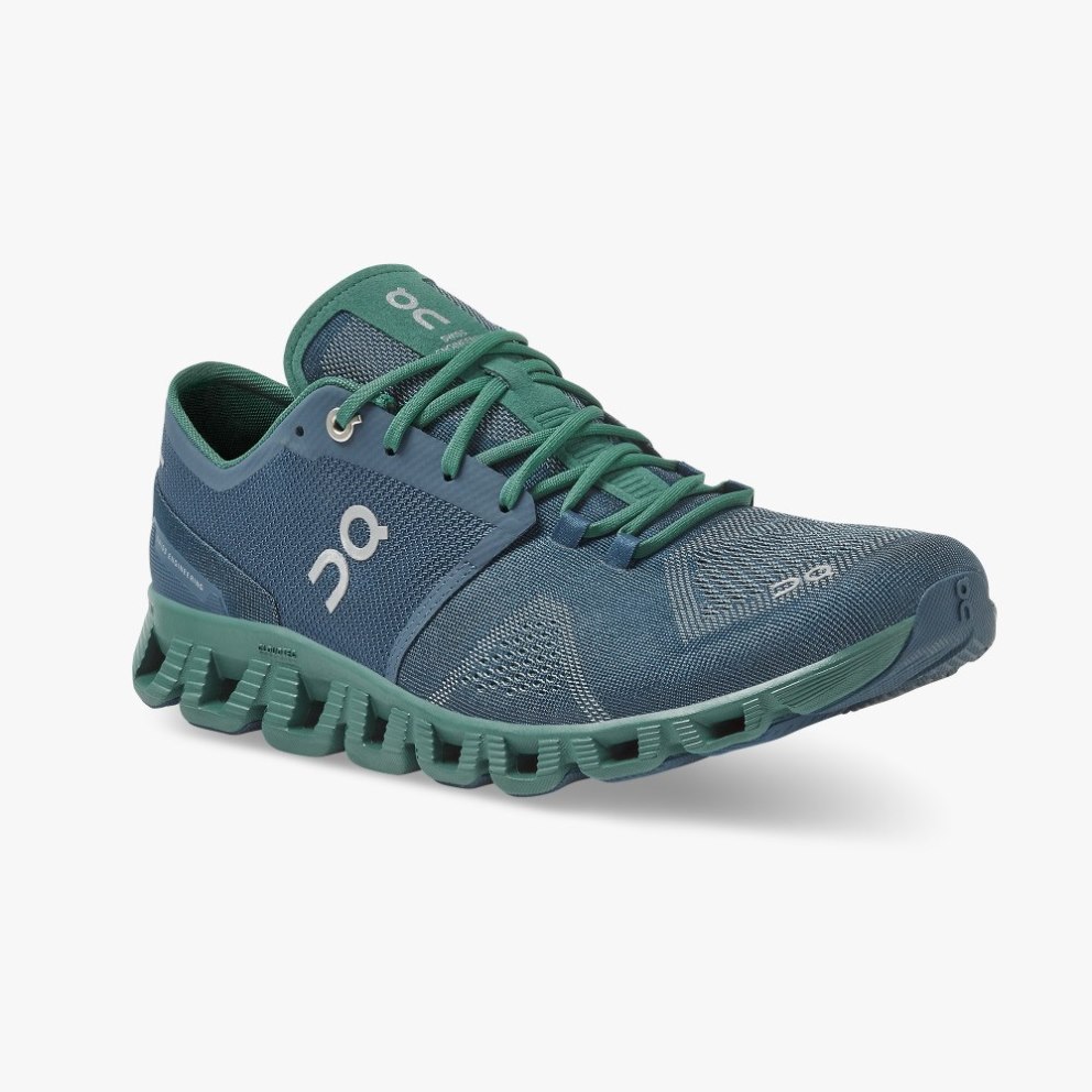 On Cloud X Men's Training Shoes Navy / Green | BIT105-CA