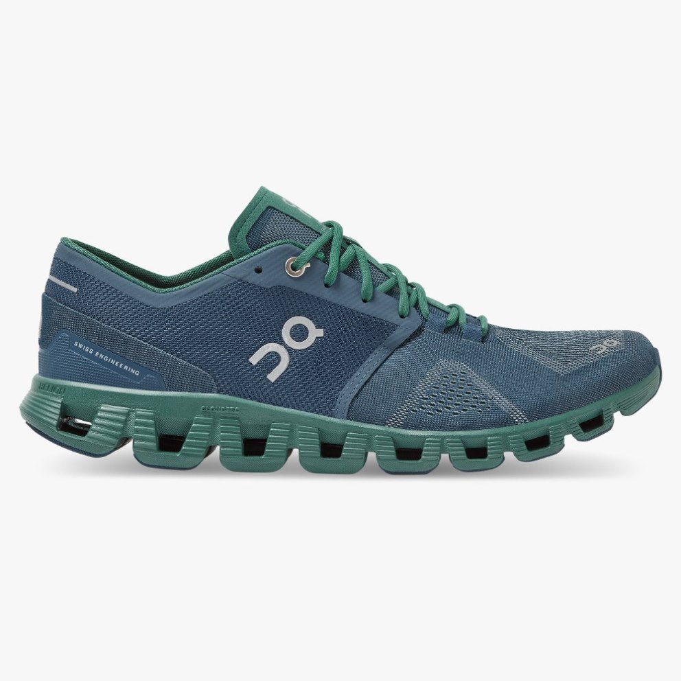 On Cloud X Men\'s Training Shoes Navy / Green | BIT105-CA