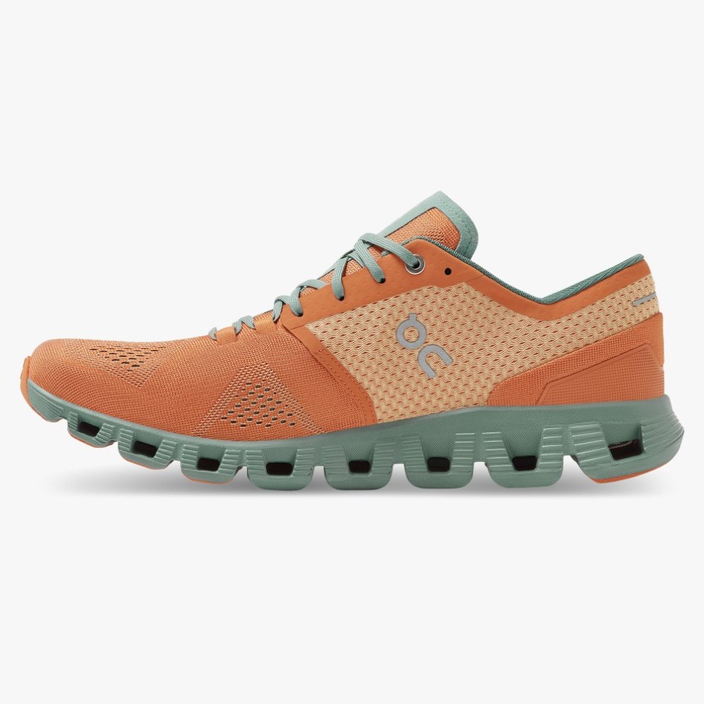 On Cloud X Men's Training Shoes Orange / Mint | BCD473-CA