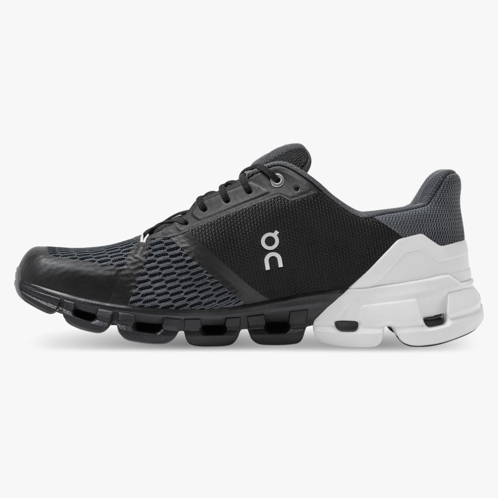 On Cloudflyer Wide Men's Running Shoes Black / White | ZCW972-CA