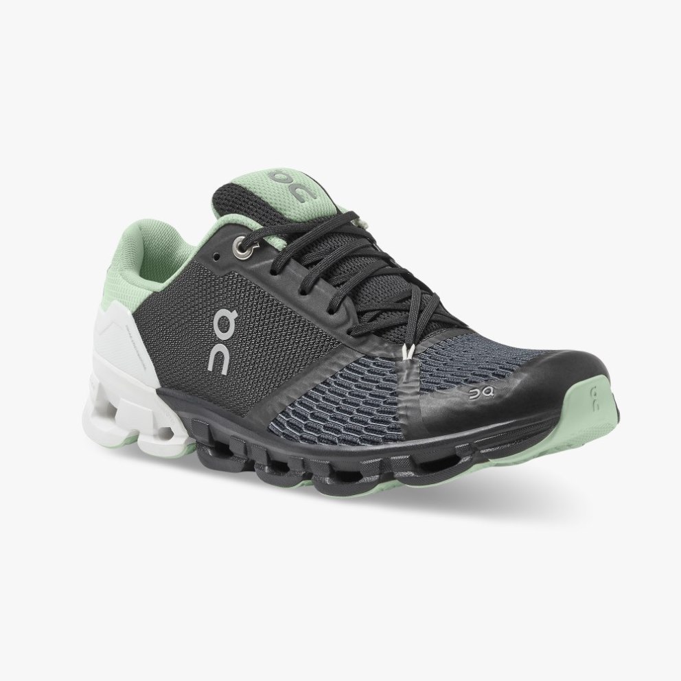 On Cloudflyer Wide Women's Running Shoes Black / Mint / White | ODE674-CA