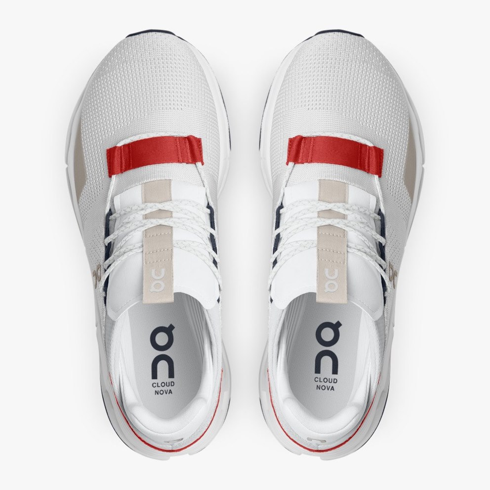 On Cloudnova Men's Sneakers White / Red | TBZ075-CA