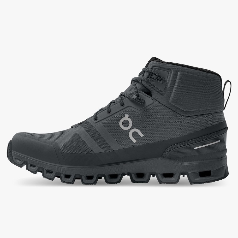 On Cloudrock Waterproof Men's Hiking Boots Black | GTH354-CA