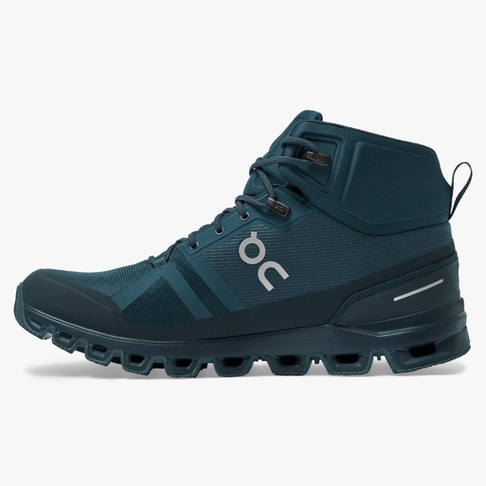 On Cloudrock Waterproof Men's Hiking Boots Turquoise | YFZ817-CA