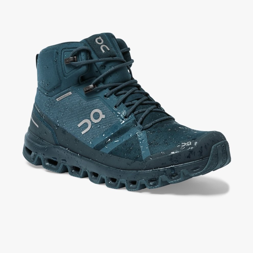 On Cloudrock Waterproof Men's Hiking Boots Turquoise | YFZ817-CA