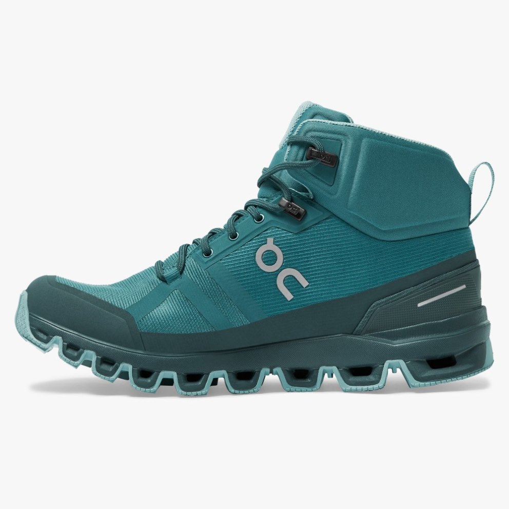 On Cloudrock Waterproof Women's Hiking Boots Turquoise | DRQ326-CA