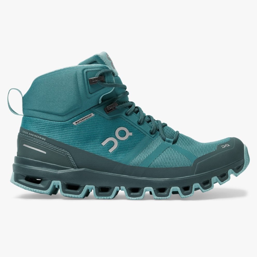 On Cloudrock Waterproof Women\'s Hiking Boots Turquoise | DRQ326-CA