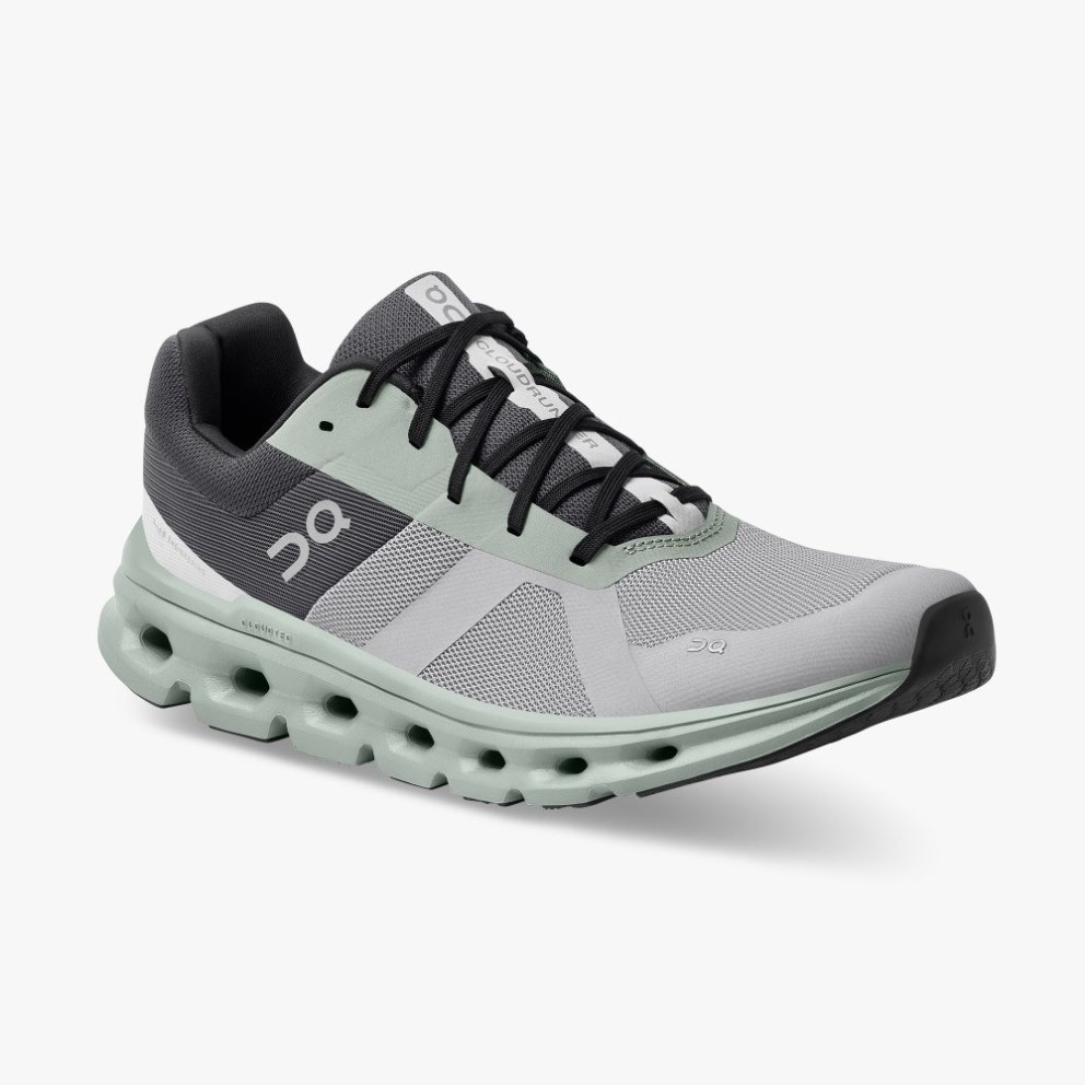 On Cloudrunner Men's Running Shoes Black / Grey / Mint | YZN410-CA