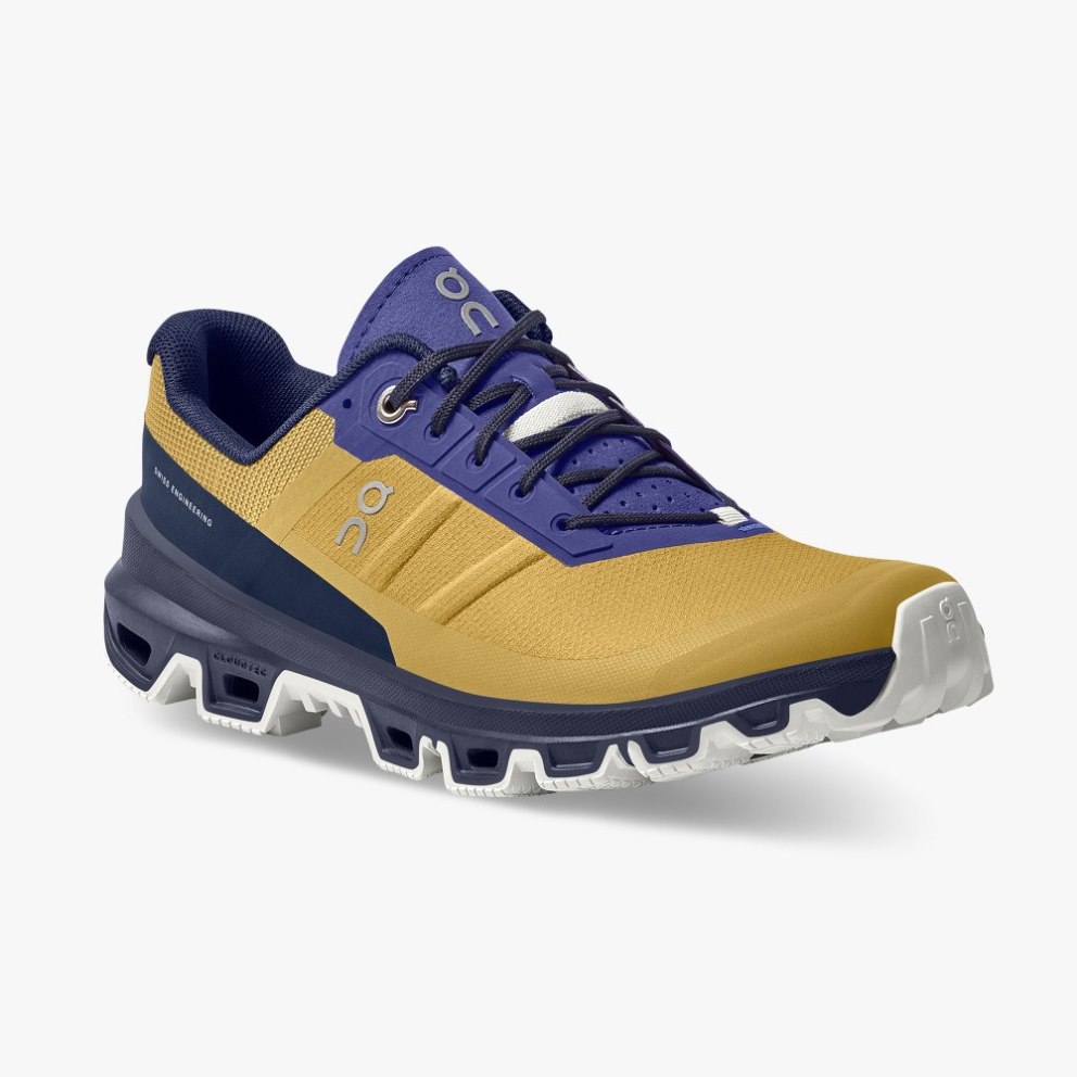 On Cloudventure Women's Hiking Shoes Gold / Navy | VXF065-CA