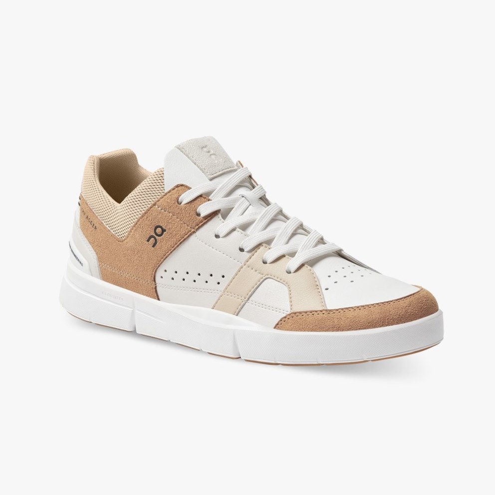 On Cloud THE ROGER Clubhouse Men's Sneakers White / Brown | KJD436-CA