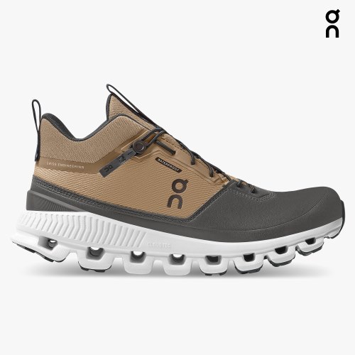 On Cloud Hi Waterproof Women's Sneakers Khaki / Black | NUS739-CA