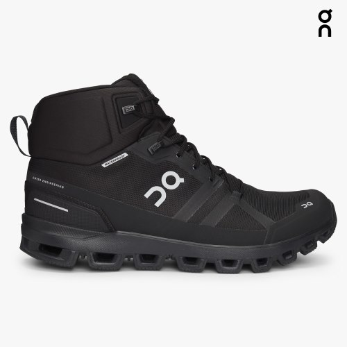 On Cloudrock Waterproof Men's Hiking Boots Black | KLR921-CA