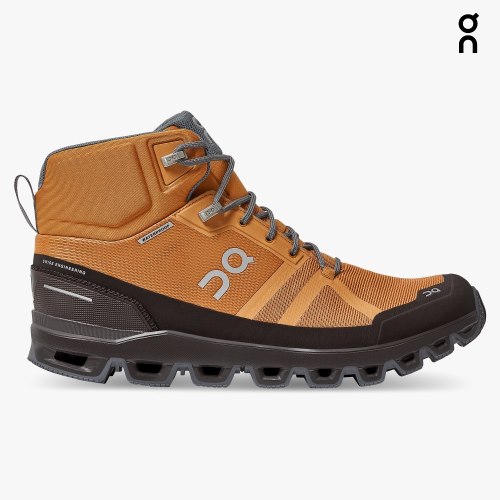 On Cloudrock Waterproof Men's Hiking Boots Brown / Black | LAM584-CA