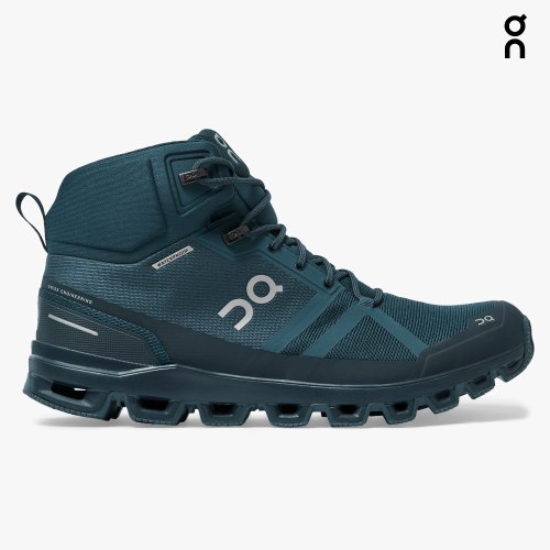 On Cloudrock Waterproof Men's Hiking Boots Turquoise | YFZ817-CA