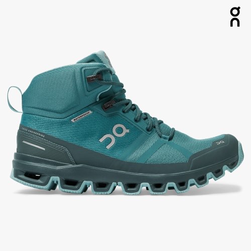 On Cloudrock Waterproof Women's Hiking Boots Turquoise | DRQ326-CA